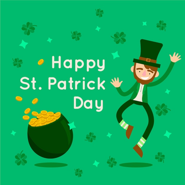 Gratis vector st. patrick's day met man en munten