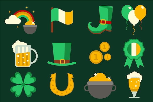 St. patricks dag element collectie in plat ontwerp