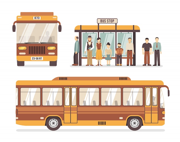 Gratis vector stadsbushalte vlakke pictogrammen
