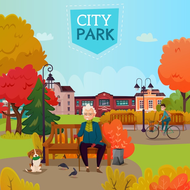 Gratis vector stadspark illustratie