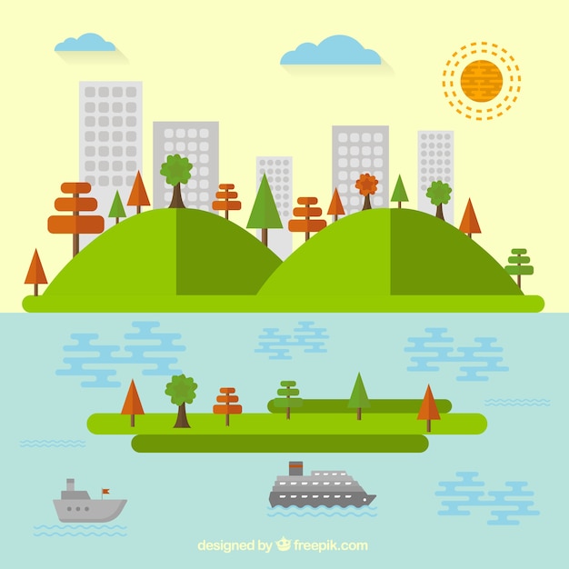 Gratis vector stadspark landschap