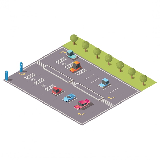 Stadsparkeren met gehandicapten isometrische vector