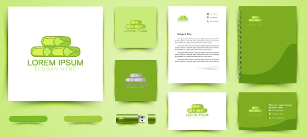Stapel pil, medische en apotheek logo en zakelijke branding sjabloon ontwerpen inspiratie geïsoleerd op witte achtergrond
