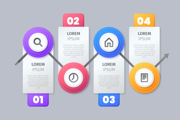 Stappen infographic met pictogrammen