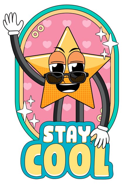 Star cartoon komische stijl met woorduitdrukking blijf cool