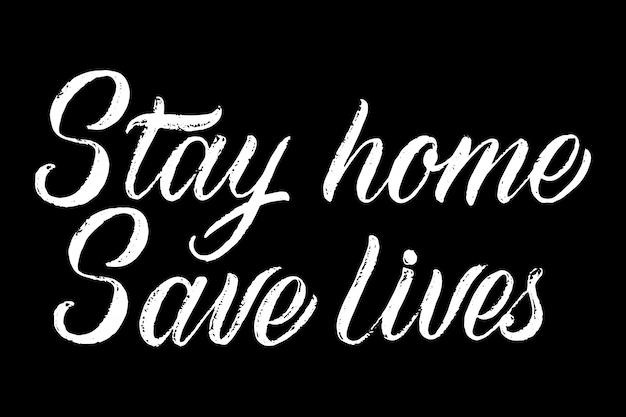 Gratis vector stay at home save lives belettering