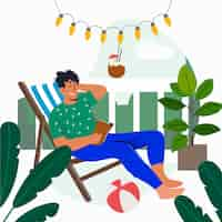 Gratis vector staycation in de achtertuin