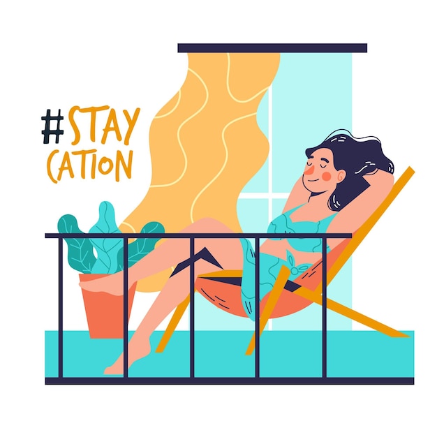 Gratis vector staycation thuis balkon