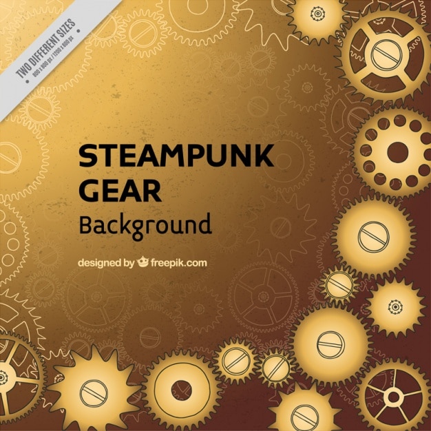 Gratis vector steampunk achtergrond met gouden gears