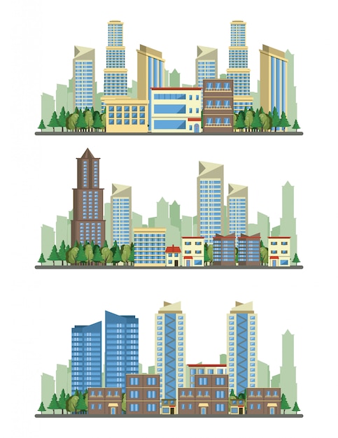 Stedelijke gebouwen stadsgezicht scenarios
