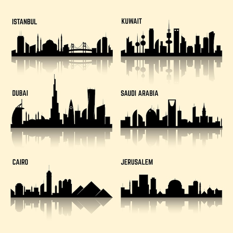 Gratis Vector steden in het midden-oosten