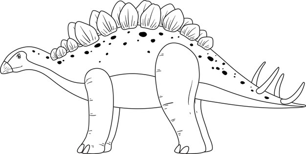 Stegosaurus dinosaurus doodle overzicht op witte achtergrond