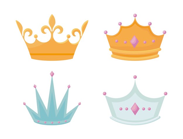 Stel monarchale kroon met edelstenen