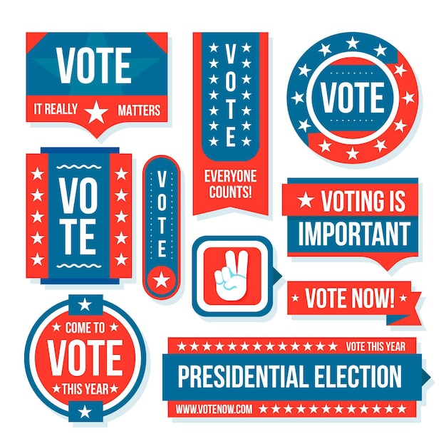 Stemmen badges en stickers collectie