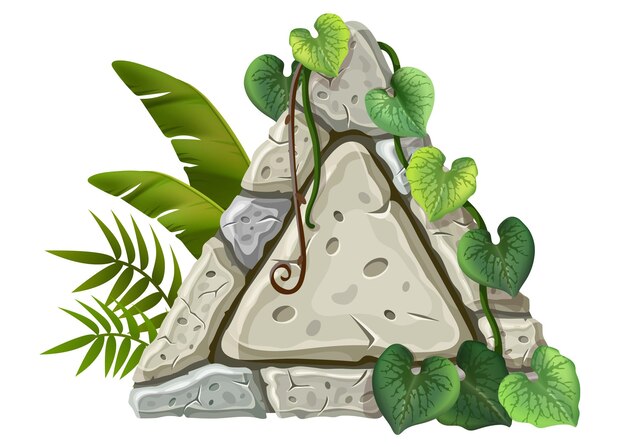 Stenen bord decoratie liaanbladeren