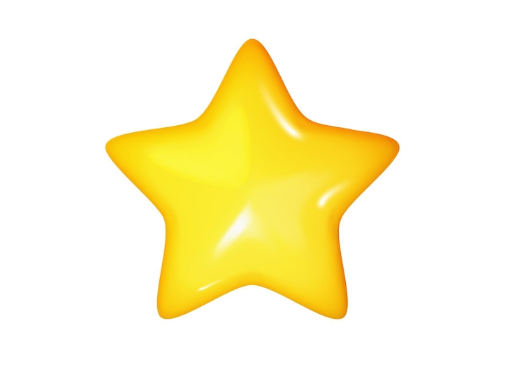 Gratis Vector ster glanzende gele kleuren 3d schattige gladde stervorm realistische vectorillustratie geïsoleerd op een witte achtergrond