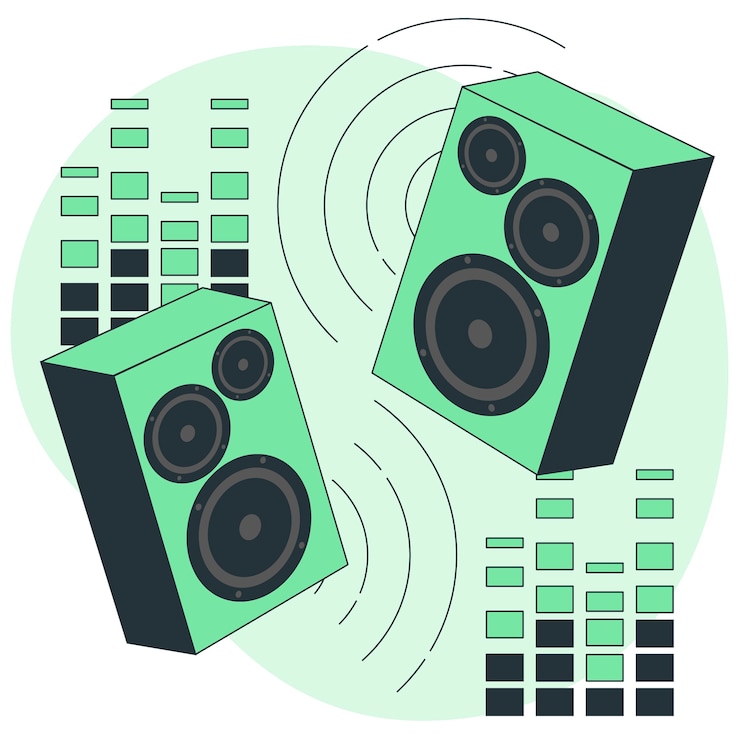 Gratis Vector stereo luidsprekers concept illustratie