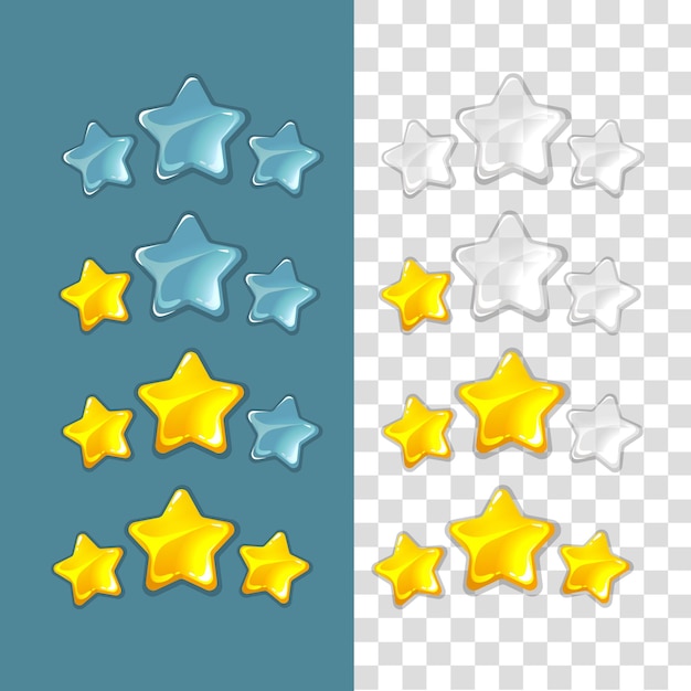 Sterren rangschikken. spel vectorelementen in cartoon stijl. rating star, game star ranking gold, star success ranking, best ranking star interface illustration