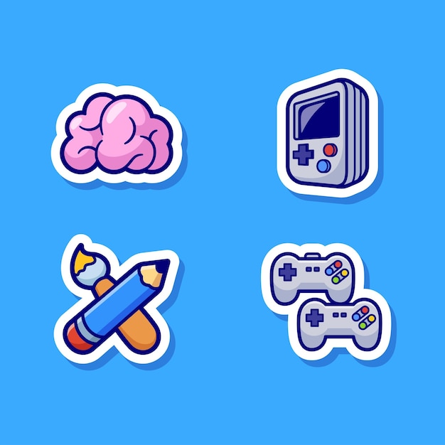 Sticker Collectie Hobby Cartoon Vector Icon Illustratie Object Vakantie Icon Geïsoleerde Platte Vector