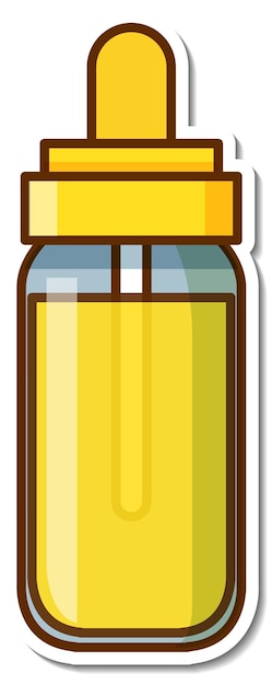 Gratis vector sticker fles gele inkt op witte achtergrond