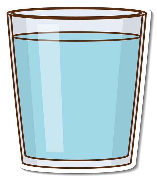 Sticker glas water op witte achtergrond