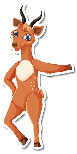 Gratis vector sticker met herten staande stripfiguur