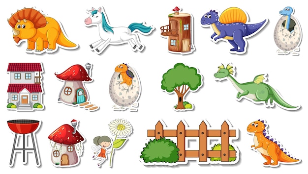 Sticker set fantasie sprookjes stripfiguren