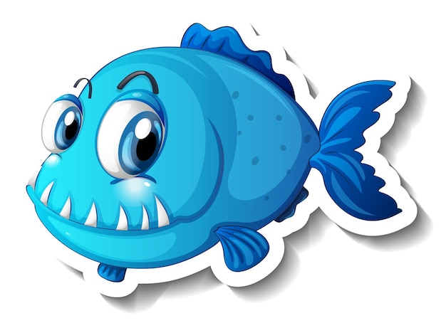 Gratis vector sticker zeedieren cartoon met schattige vis