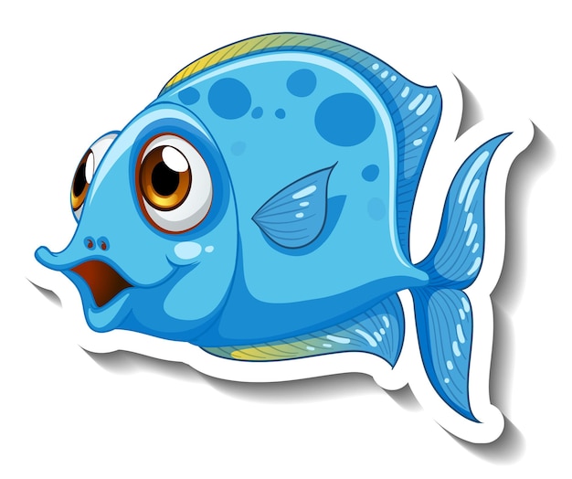 Sticker zeedieren cartoon met schattige vis