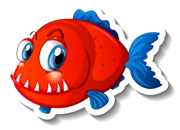 Sticker zeedieren cartoon met schattige vis