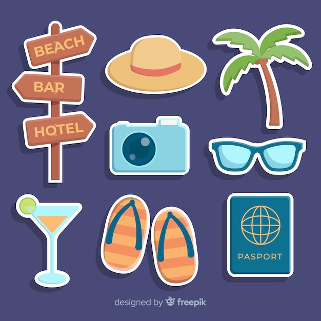 Gratis vector stickercollectie reizen