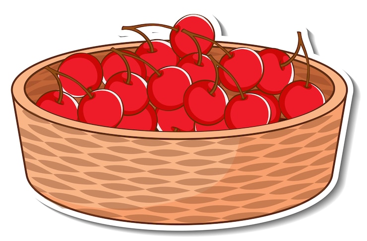 Gratis Vector stickermand met veel rode kersen