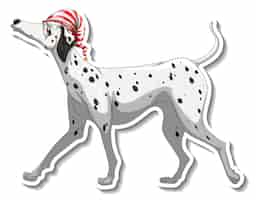 Gratis vector stickerontwerp met geïsoleerde dalmatische hond