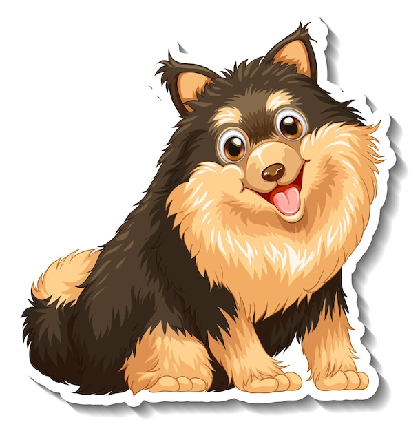 Gratis vector stickerontwerp met geïsoleerde pommerse hond