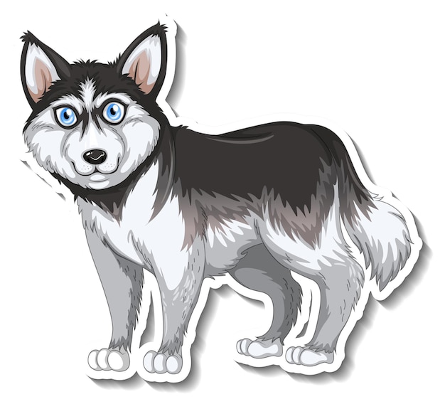 Stickerontwerp met Siberische husky hond geïsoleerd