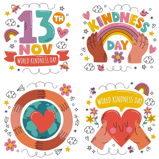 Gratis vector stickerontwerp voor wereldvriendelijkheidsdag