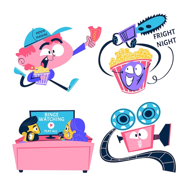 Gratis vector stickers voor liefhebbers van cartoonfilms