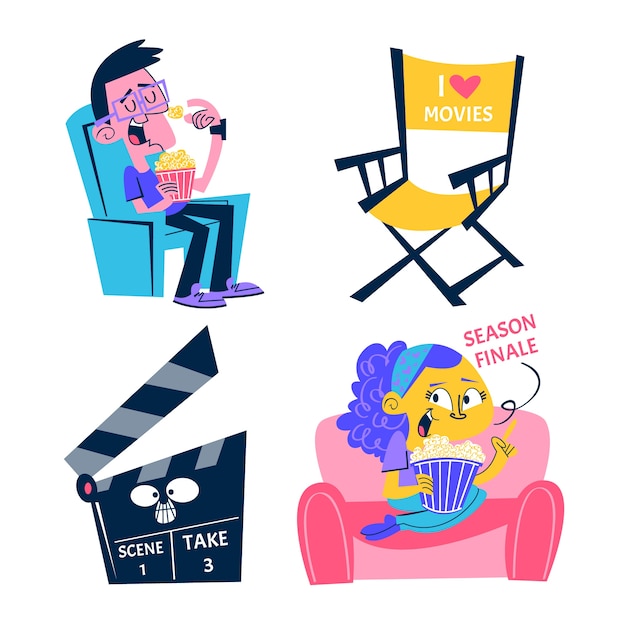 Gratis vector stickers voor liefhebbers van cartoonfilms