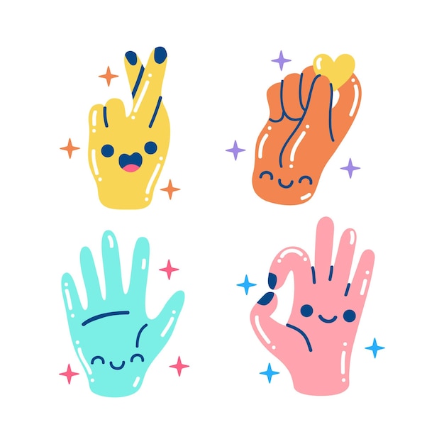 Stickerset met kleurrijke blitse handen