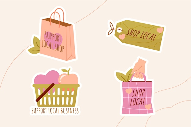 Gratis vector stickerset voor lokale markt