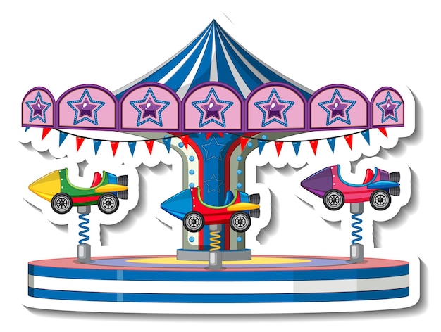 Stickersjabloon met carrouselritten op geïsoleerde kermis