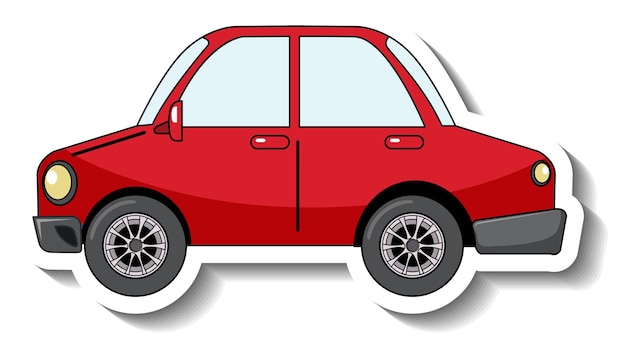 Gratis vector stickersjabloon met een rode auto geïsoleerd
