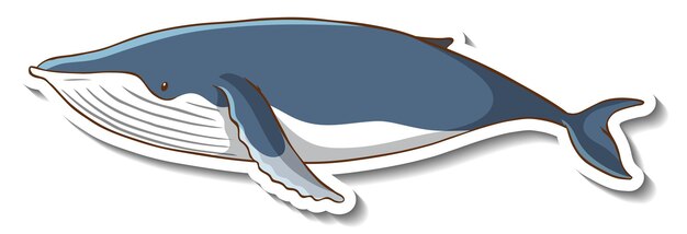 Stickersjabloon met een walvis stripfiguur geïsoleerd