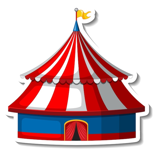 Gratis vector stickersjabloon met geïsoleerde circustent