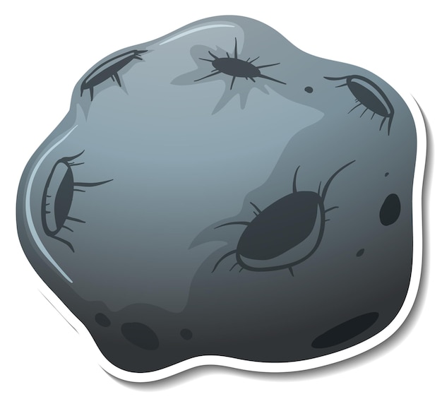 Gratis vector stickersjabloon met geïsoleerde meteoriet