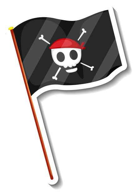 Stickersjabloon met geïsoleerde piratenvlag