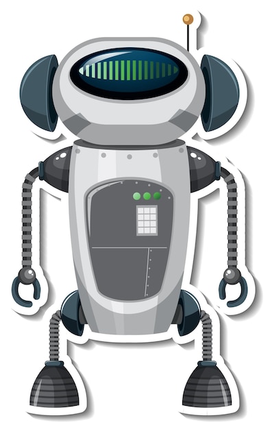 Gratis vector stickersjabloon met robot in cartoonstijl