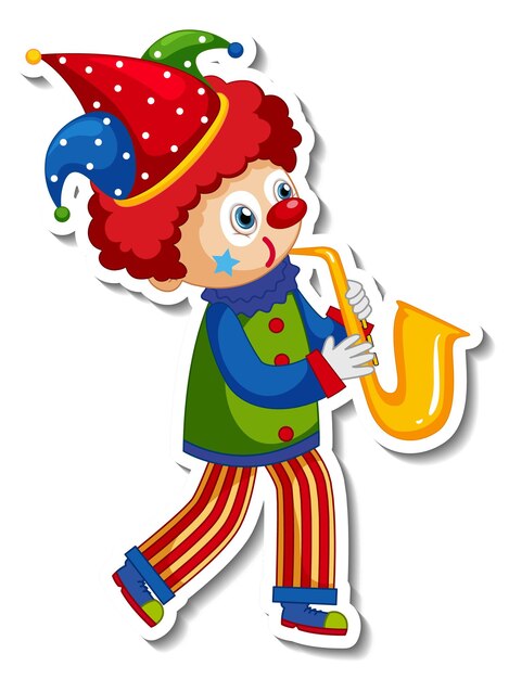 Stickersjabloon met vrolijke clown stripfiguur