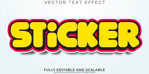 Stickerteksteffect bewerkbare coole moderne lettertypestijl