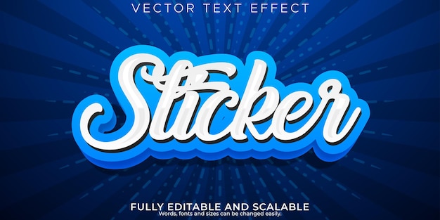 Gratis vector stickerteksteffect bewerkbare coole moderne lettertypestijl